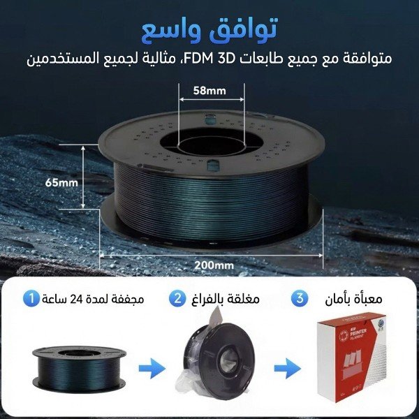 فلمنت Silk PLA من Kingroon – اخضر 1.75mm، وزن 1 كجم  